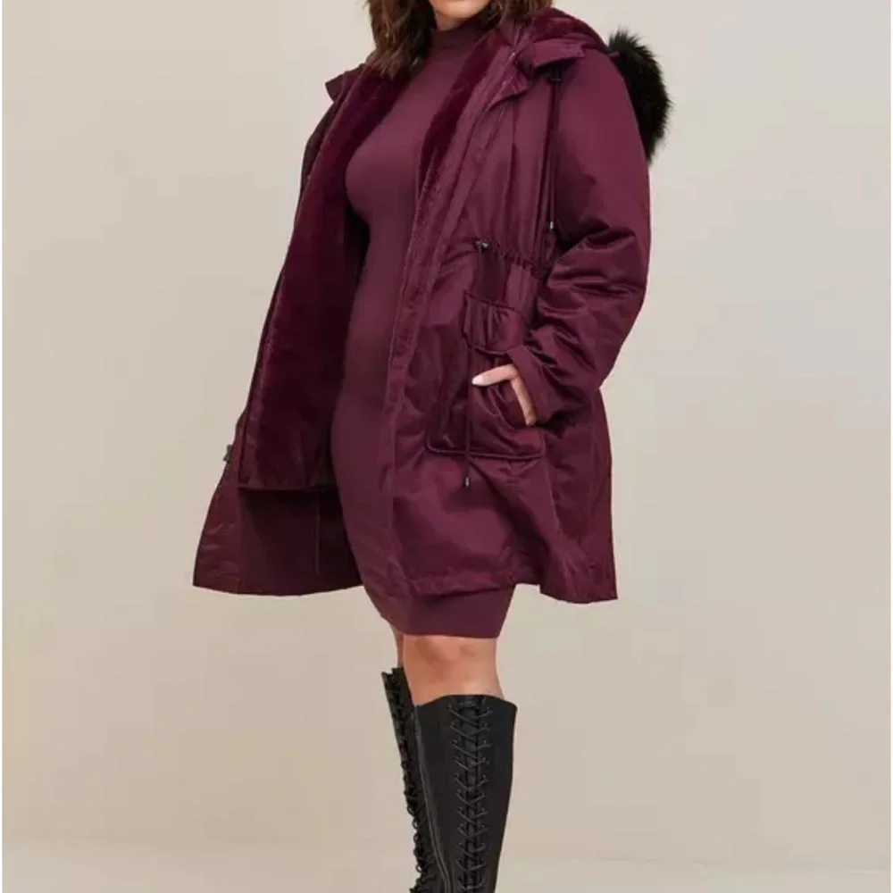 Black Torrid Nylon 3 In 1 Parka Puffer Coat Jacket size 2 - Picture 2 of 11